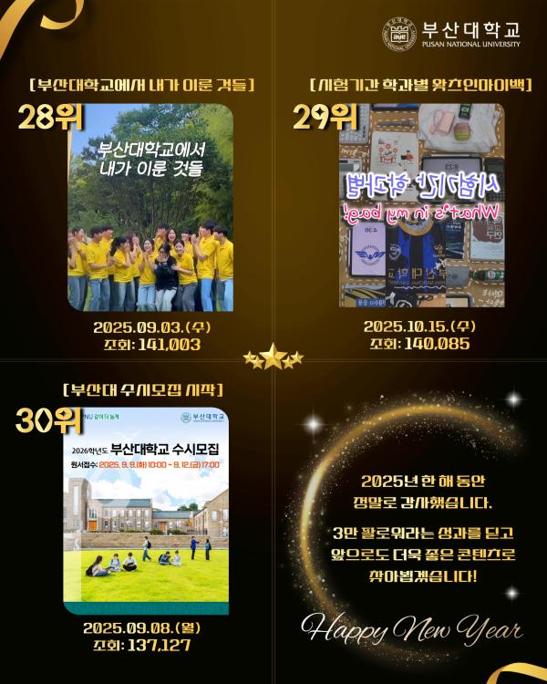 '[PNU_대학생활] 2025년 부산대학교 SNS Top 30'