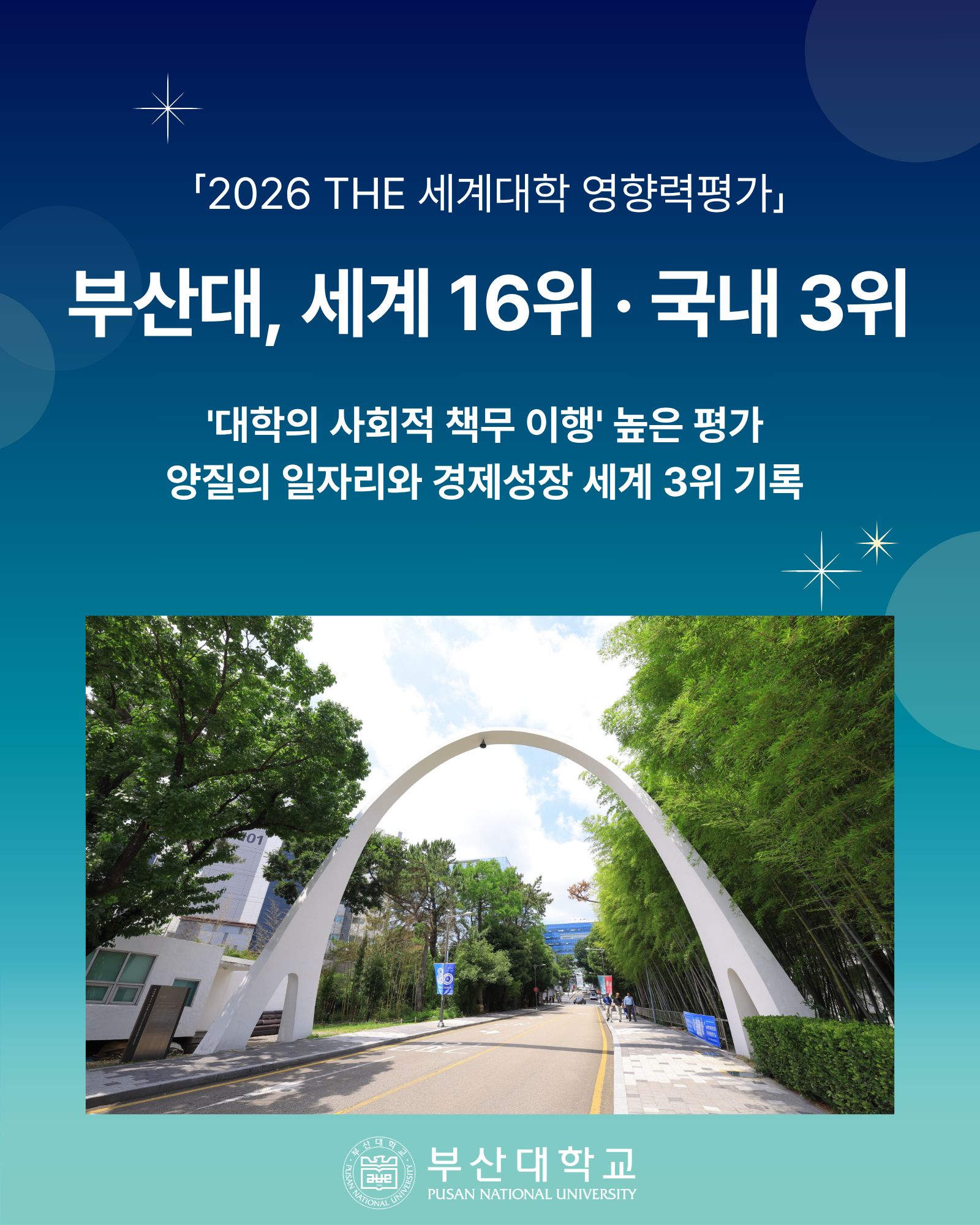 [PNU_NEWS] 부산대, 「2026 THE 세계대학 영향력평가」 세계 16위 · 국내 3위