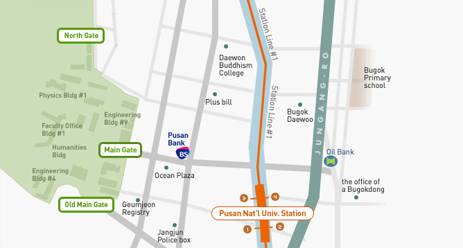 Bus routes with stops at Pusan National University